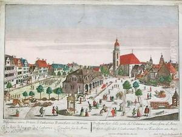 Prospect Ausser Der S. 
Catharinen Pfort Zu Franckfurt Am Mayn. Altkolorierter Kupferstich. Ca. 
32 X 43 Cm. Mit Randlasuren. Lose Unter Passepartout, Unter Glas 
Gerahmt. Oil Painting by Georg Balthasar Probst