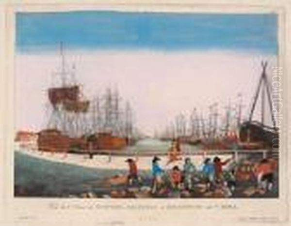 Yorkshire.- Vue De L'ouest Du 
Nouvel-arsenal De Kingiston Sur L'hull; Vue De L'est Du Pont Et 
Nouvel-arsenal De Kingiston Sur L'hull Oil Painting by Georg Balthasar Probst