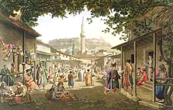 A Bazaar in Athens Oil Painting by Edward Dodwell