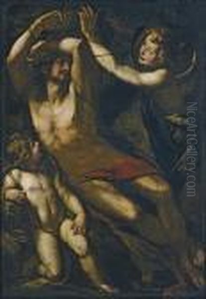 San Sebastiano E Due Angeli Oil Painting by Giulio Cesare Procaccini