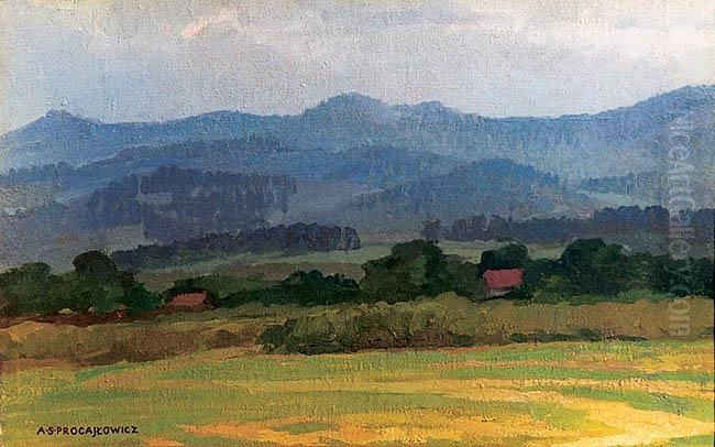 Pejzaz Podgorski Oil Painting by Antoni Stanislaw Procajlowicz
