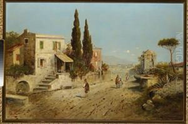 Lustige Schlittenfahrt Oil Painting by Gustav Prucha