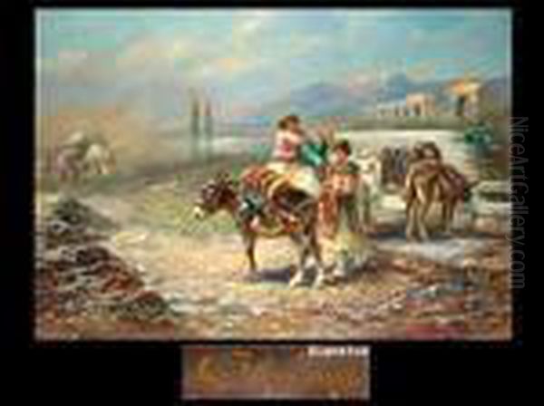 Italienische Bauern Oil Painting by Gustav Prucha