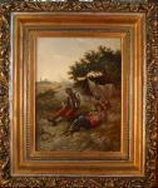 W Obozie Cyganskim Oil Painting by Gustav Prucha