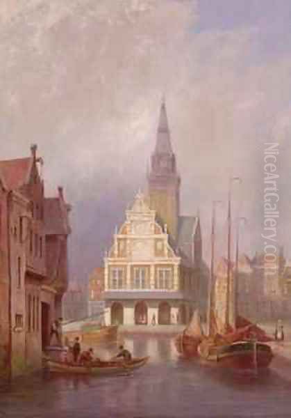 Cheese Market at Alkmaar Oil Painting by Pieter Cornelis Dommerson