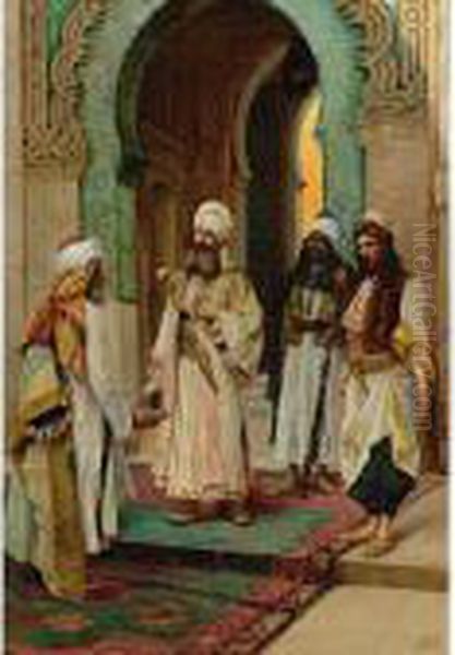 In Front Of The Palace Oil Painting by Clement Pujol de Gustavino