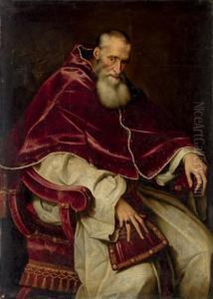 Portrait Of Alessandro Farnese 
(1468-1549), Pope Paul Iii (1534-1549), Seated Three-quarter-length, In A
 Papal Robes Oil Painting by Scipione Pulzone