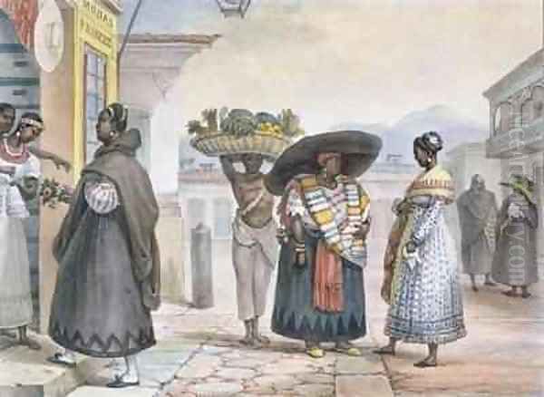 Free Negresses earning a living from their work Oil Painting by Jean Baptiste Debret