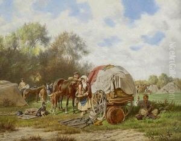 Marketenderin Im
 Feldlager. Oil Painting by Franz Quaglio