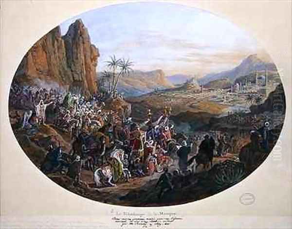 Design for a set of plates depicting The Pilgrimage to Mecca 2 Oil Painting by Jean-Charles Develly