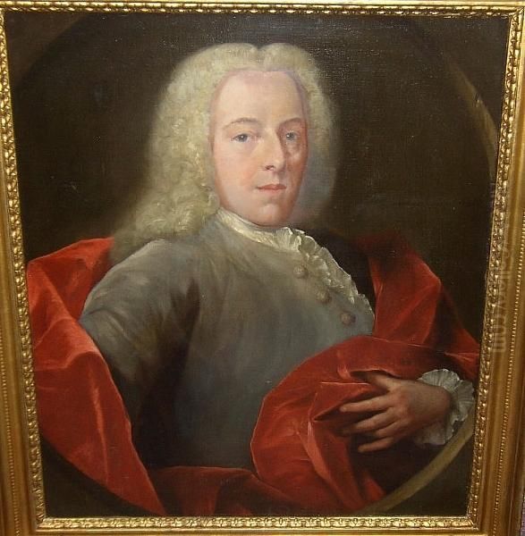 Portrait Of A Gentleman With A 
Red Cape, Signed And Dated 'j-m Quinkhard Pinx 1742', Oil On Canvas Oil Painting by Jan Maurits Quinkhard