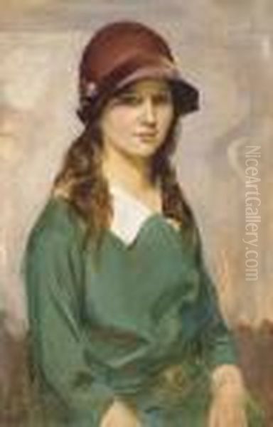 Portrait Of A Young Woman Oil Painting by James Peter Quinn