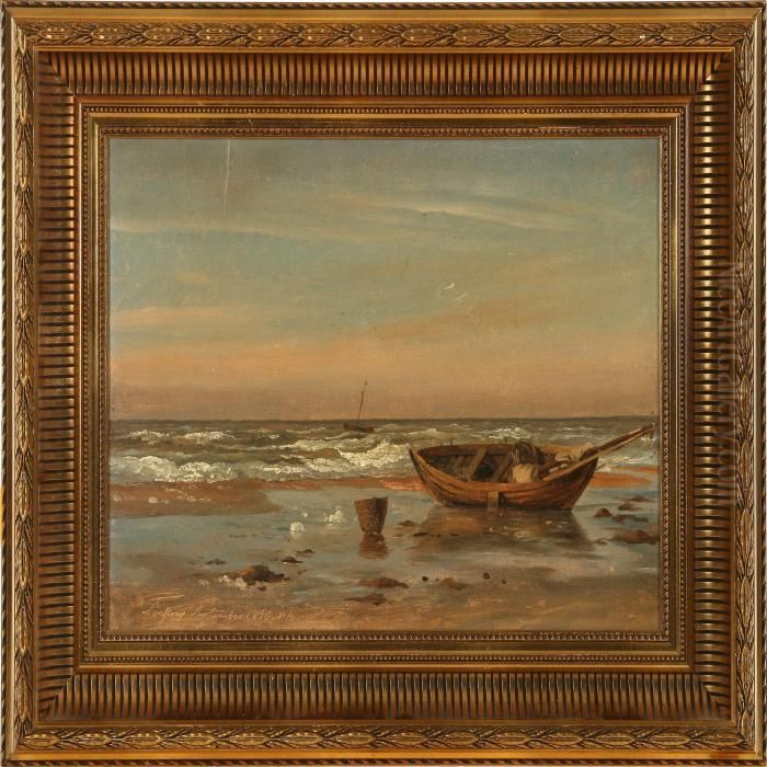 Coastal Scene Fromlonstrup, Denmark Oil Painting by Peter Johann Raadsig