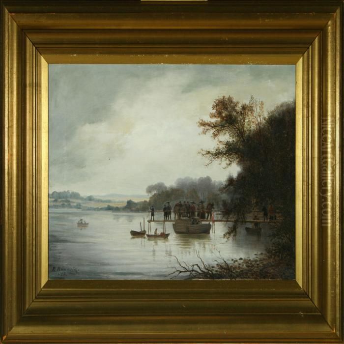 Party Waiting On A Gangway Oil Painting by Peter Johann Raadsig