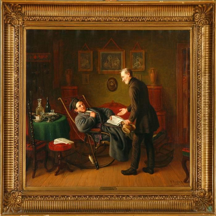 Besog Hos En Gammel Ven Oil Painting by Peter Johann Raadsig