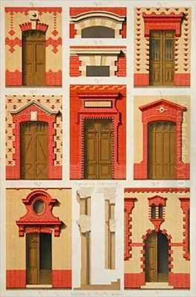 Designs for Projections and Pediments in Brick Oil Painting by Daumont