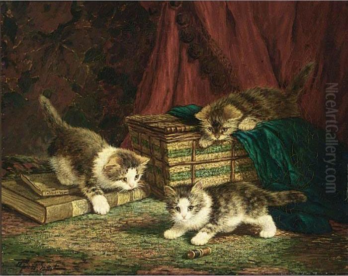 Kittens At Play Oil Painting by Cornelis Raaphorst