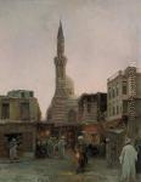 The Bazaar Before The Mosque Oil Painting by Max Friedrich Rabes