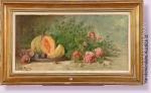 Nature Morte Aux Fruits Et Aux Fleurs Oil Painting by Jules Felix Ragot