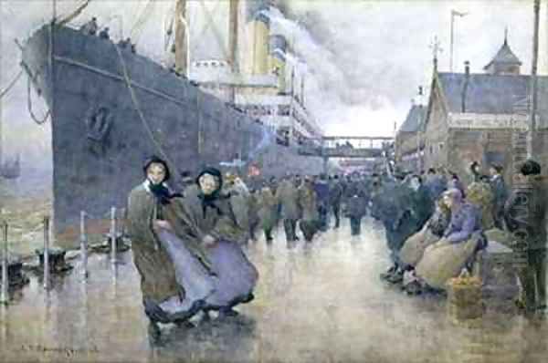 The Day Departure Liverpool Landing Stage Oil Painting by Joseph Yelverton Dawbarn