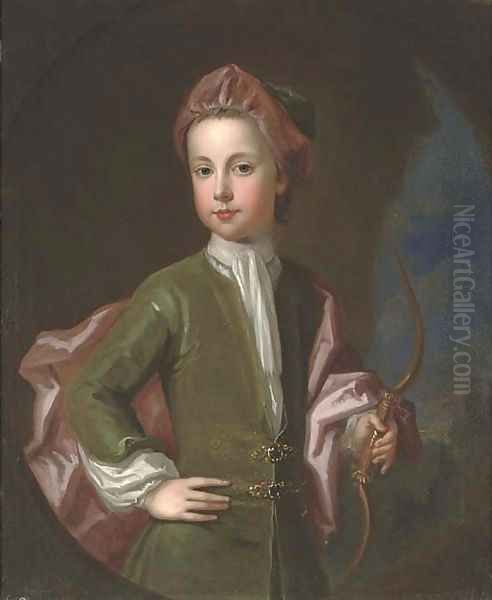 Portrait of a young gentleman of the Halsey family Oil Painting by Charles d' Agar