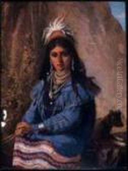 Portrait Of A Native Girl
 Oil On Board Oil Painting by William Raphael