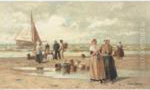 Gossiping Fishwives Oil Painting by Henry Raschen