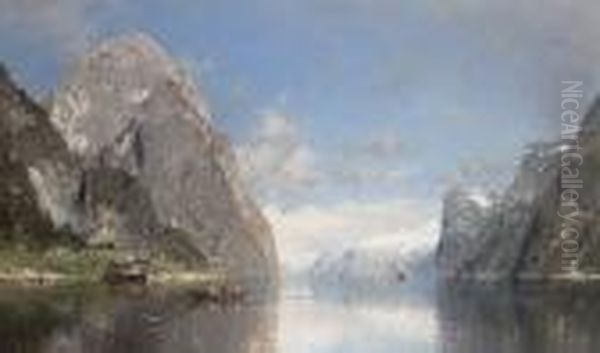 Sogn Fjord Oil Painting by Georg Anton Rasmussen