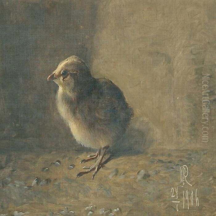 A Chicken Oil Painting by Niels Pieter Rasmussen