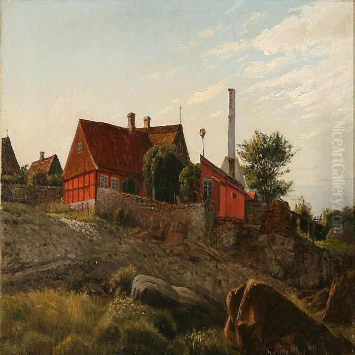 Summer Day At Gudhjem, 
Denmark Oil Painting by Niels Pieter Rasmussen