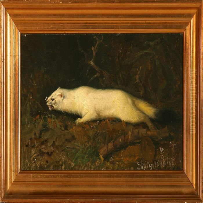 A White Mink Oil Painting by Niels Pieter Rasmussen