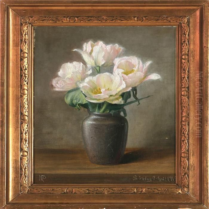 Flowers In A Vase Oil Painting by Niels Pieter Rasmussen