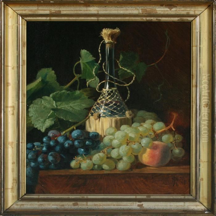 Still Life With A Wine Carafe And Fruit Oil Painting by Niels Pieter Rasmussen