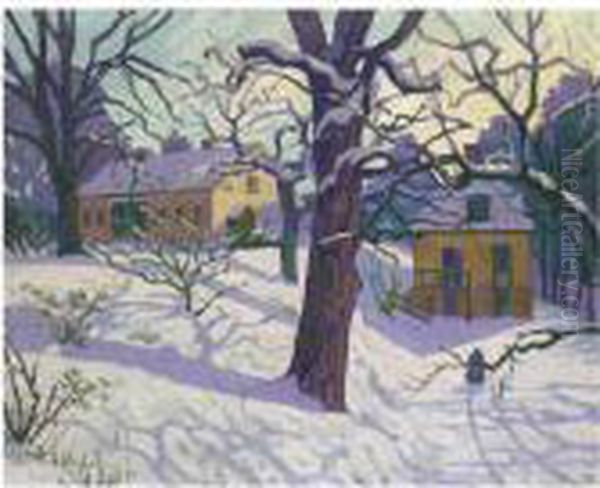 Cottage Under Snow, Sweden Oil Painting by William Whitehead Ratcliffe