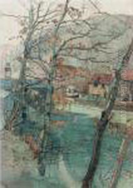 Landscape With Field Workers Oil Painting by William Whitehead Ratcliffe