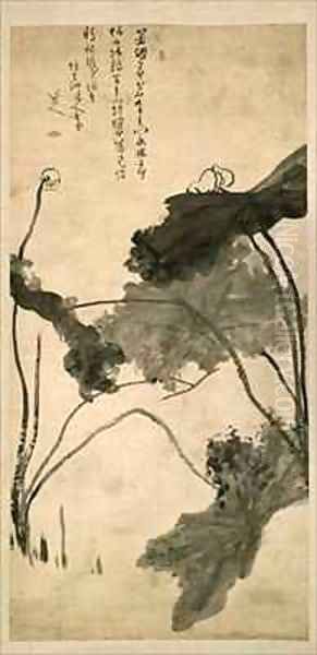 Lotus Homage to Xu Wei Oil Painting by Zhu Da