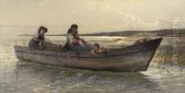 Kahnfahrt Auf Dem
 Chiemsee. Oil Painting by Karl Raupp