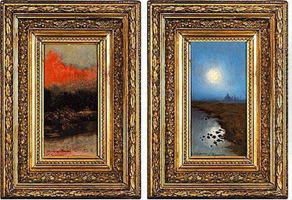 Paisaje Marinero / Paisaje Rojo Oil Painting by Nicolas Raurich Y Petre