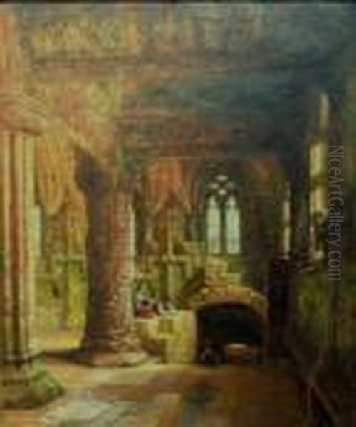 The Prentiss Pillar, Roslin 
Chapel The Last View Taken On The Spot Previous To It's Restoration Oil Painting by Louise Rayner
