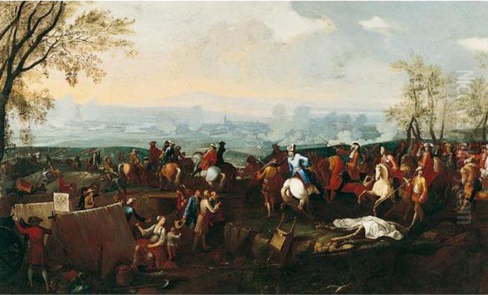 Prince Eugene Of Savoy And The Imperial Army At The Siege Of A City Oil Painting by Christian Reder