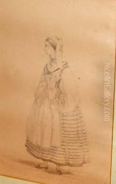 Lactrice Petronille En Costume Descene Oil Painting by Regnault Henri