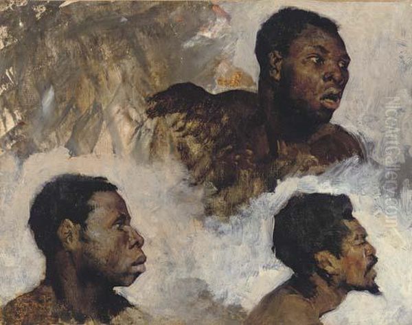 Studies Of Black Men Oil Painting by Regnault Henri