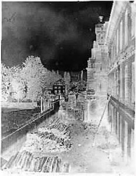 Stock De Bois De Chauffe Devant 
L'entree De La Manufacture De Sevres (actuellement Entree Du Musee). Oil Painting by Victor Regnault