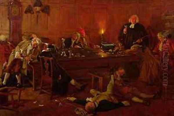 The Reverend Geoffrey Shovel Chaplain of the Fleet with his drinking companions Oil Painting by Thomas Davidson