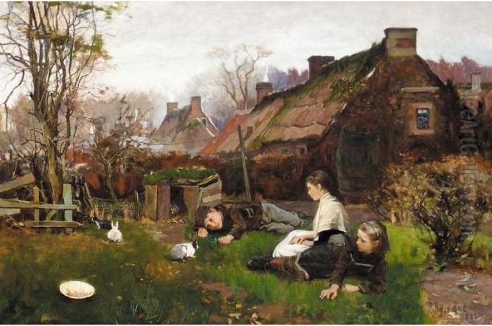 Pet Rabbits Oil Painting by Robert Payton Reid