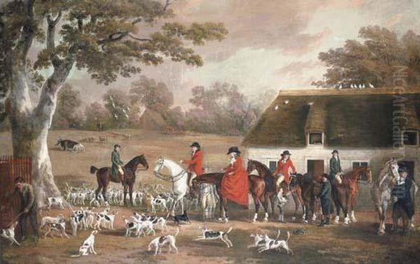 Meet In Dorsetshire With Hunting
 Portraits Of Mr. And Mrs. Francisfane And Other Members Of The Hunt Oil Painting by Philip Reinagle