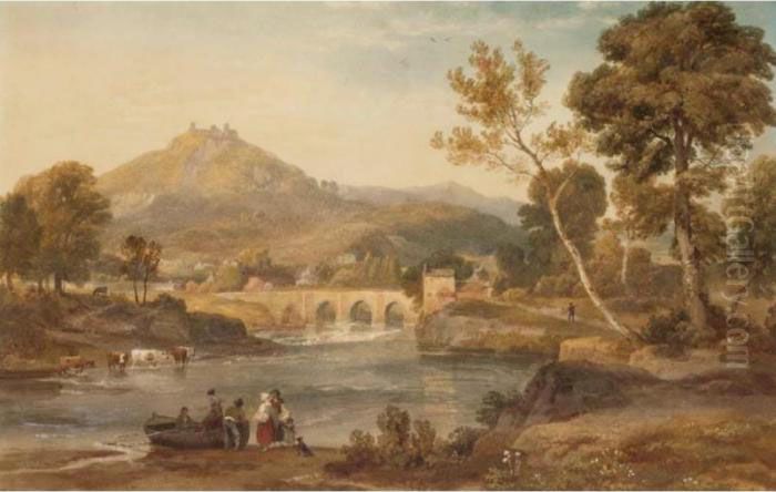 View Of Llangollen,wales Oil Painting by Ramsay Richard Reinagle