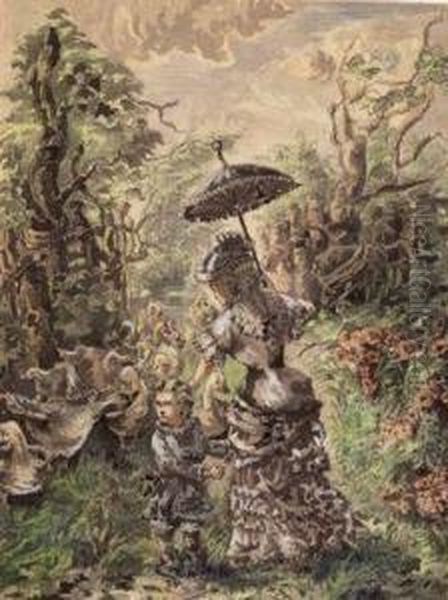 Begegnung Mit Enten Aneinem Sommertag Oil Painting by Franz Reinhold