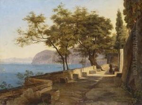 Der Garten Der Kapuziner Bei
 Sorrent Oil Painting by Heinrich Reinhold