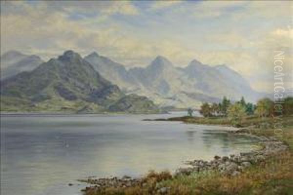 Loch Duich Showing The Five Sisters Of Kintail Oil Painting by George Melvin Rennie